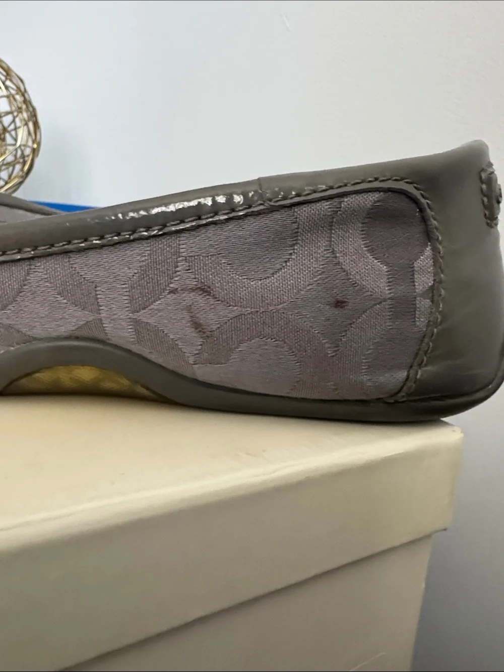Coach Gray Signature Pattern Ballet Flats
